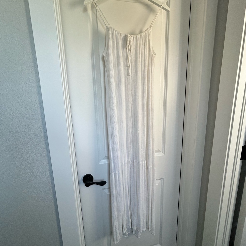 A New Day White with Gold Threading Maxi Dress